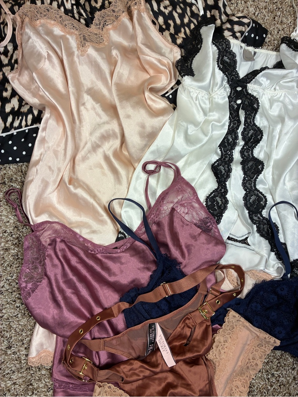 Victoria Secret 7 Piece Bundle Items 2 Satin Slips Camisole Shorts Panties - Picture 5 of 16